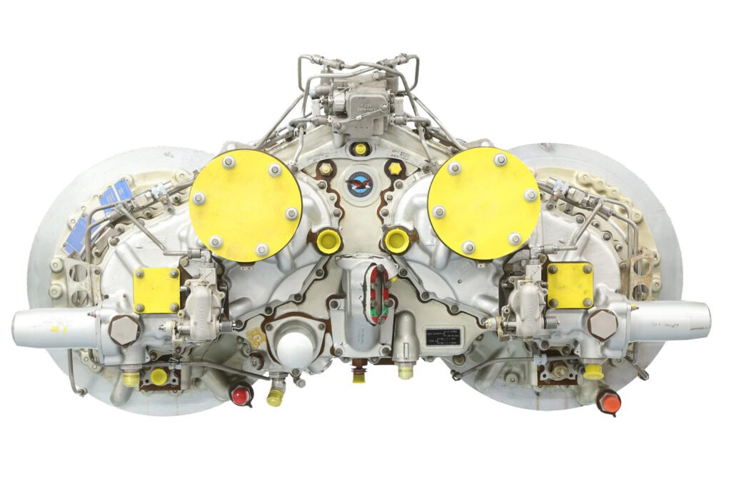 Mechanical assembly with two yellow protective covers
